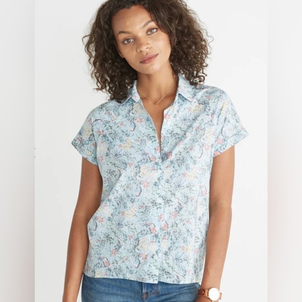 Marine Layer Kalaia Button Down Tukan Print Hawaiian Shirt NEW With Tags Size XS